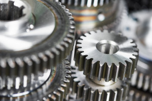 close-up metal cog wheels gears